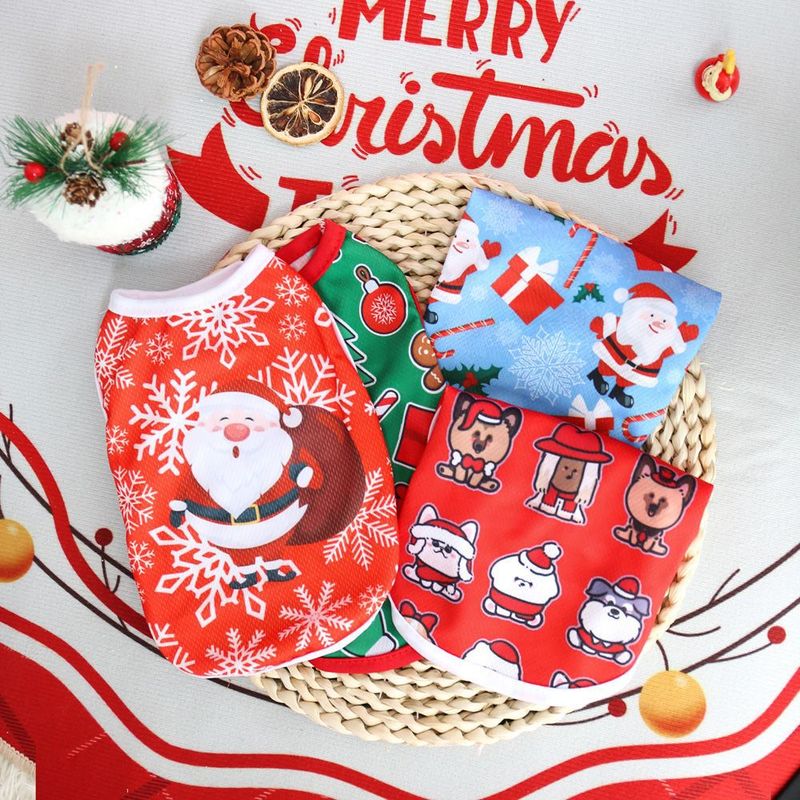 New Christmas Limited Edition Cat And Dog Clothes Vest For Pets Teddy Bichon Small Dogs Short Non-Shedding_voghion.com