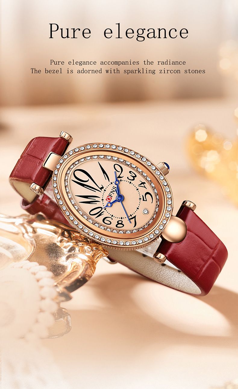 Orologio da donna con cristalli di ispirazione vintage: elegante design a goccia, cinturino in pelle, orologio al quarzo in stile antico resistente all'acqua_voghion.com