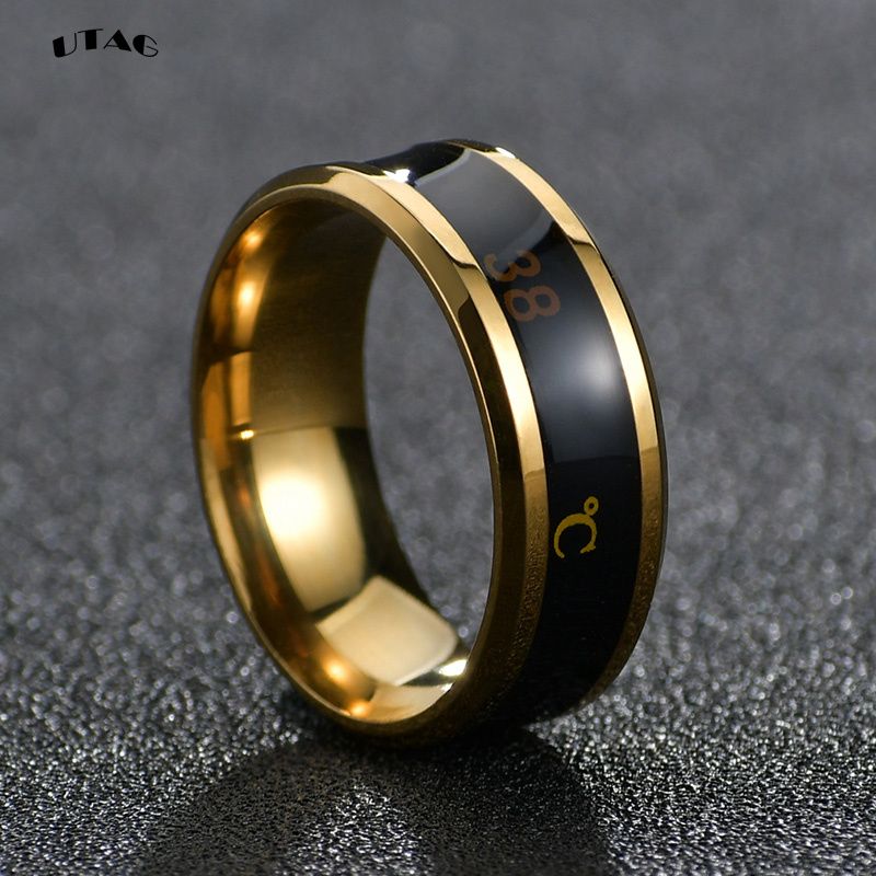 UTAG Smart Sensor Body Temperature Ring Stainless Steel Fashion Display Real-time Temperature Test Finger Ring_voghion.com