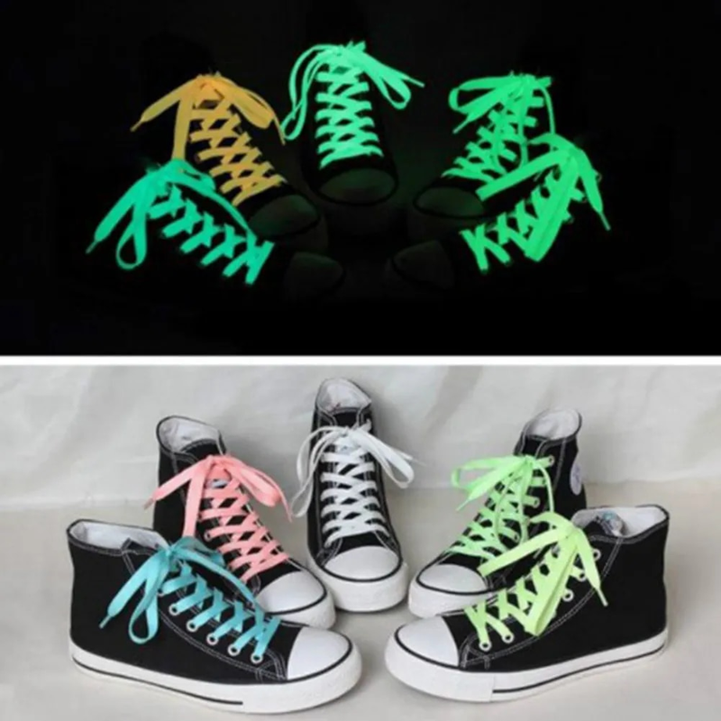 1 paio di lacci per scarpe fluorescenti di colore fluorescente che si illuminano al buio, per sport atletici, vendita calda_voghion.com