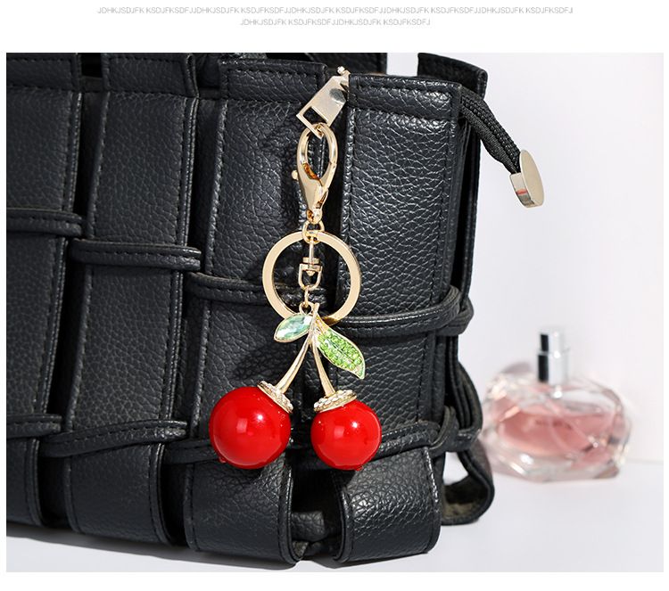 Kirsche Schlüsselanhänger süße Obst Tasche Dekoration High-End-Auto Schlüsselanhänger_voghion.com