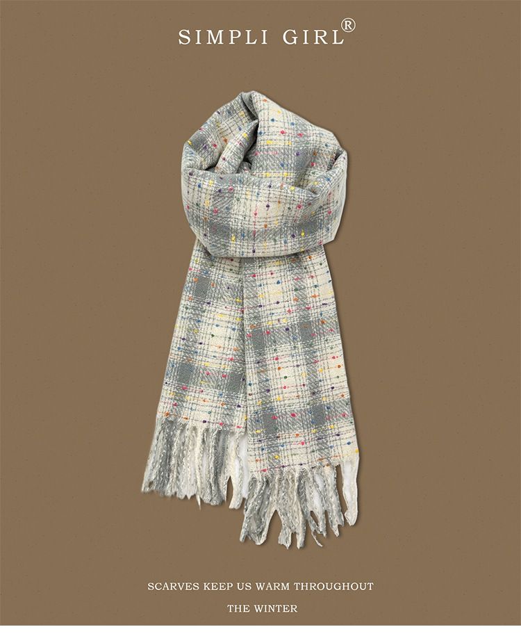 Korean Style Plaid For Women Winter 2025 New High-end Versatile Warm Neck Scarf Student Couple Shawl Dual-use_voghion.com
