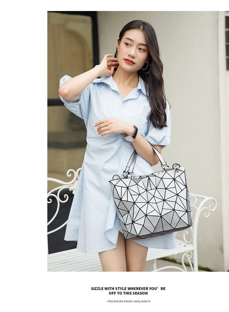 2023 Neue Mode Einfache Lingge Damentasche Trend Eine Schulter Handtasche Damen Gespleißte Geometrische Tragetasche_voghion.com