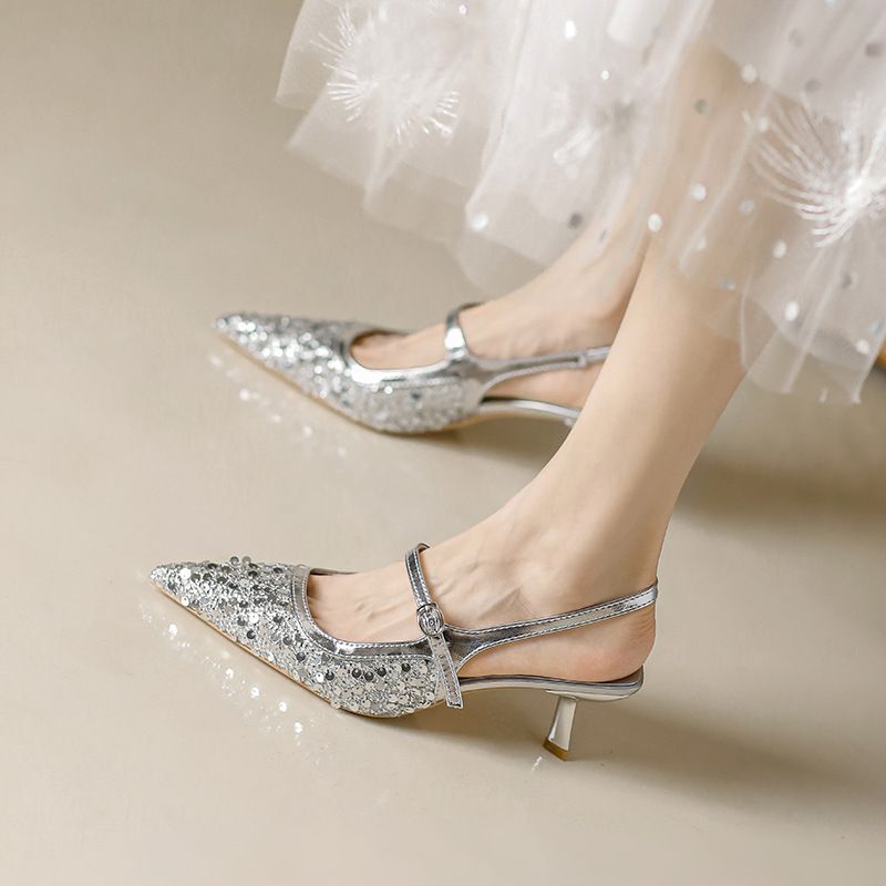 Damenschuhe Internet-Berühmtheit, heißer Verkauf, Mode, Pailletten, spitze Stilettos für Frauen, neue, alle Match-Schuhe mit hohen Absätzen_voghion.com