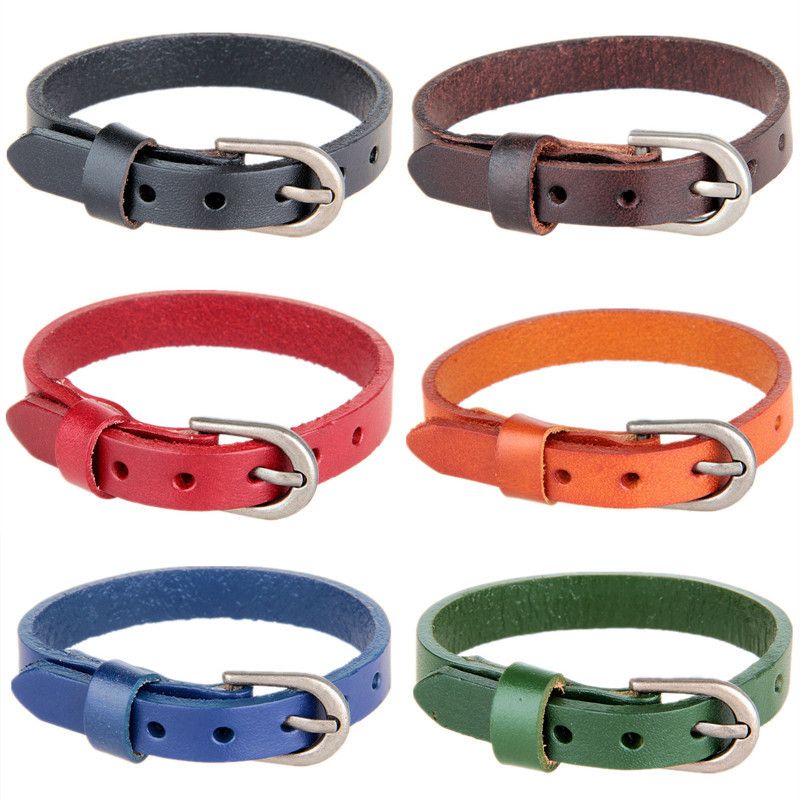 Rindsleder Einfache Perlen Glatte Strap Bunte Casual Trendy Leder Armband_voghion.com