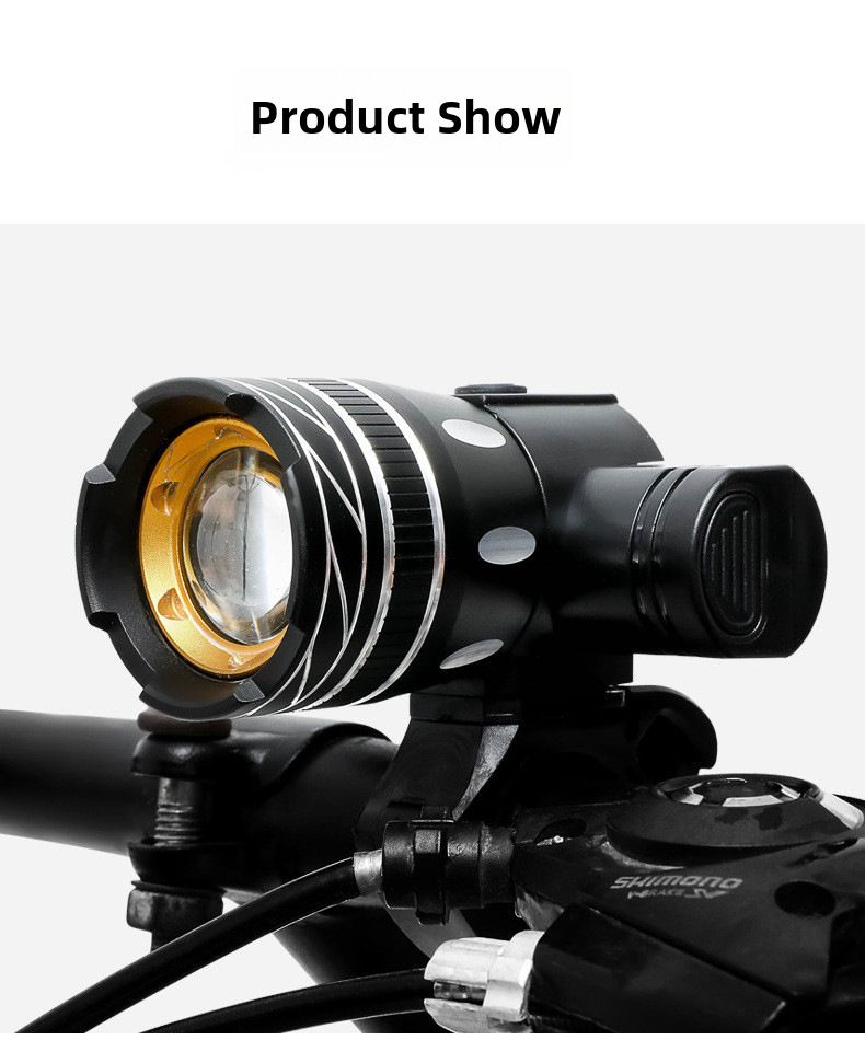 Hegyi kerékpár kiegészítők kerékpár T6 fényszóró USB töltés erős fényű teleszkópos zoom fényszóró fényes LED figyelmeztető lámpa_voghion.com