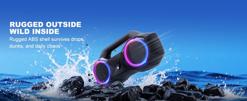Bluetooth-Lautsprecher, 80 W, laut mit Bass, 20 Stunden Spielzeit, IPX7 wasserdicht, RGB-Lichter, TWS, kabellose Lautsprecher, für draußen, zu Hause, für Partys, am Pool, am Strand, beim Tailgating, im Fitnessstudio, als Geschenk_voghion.com