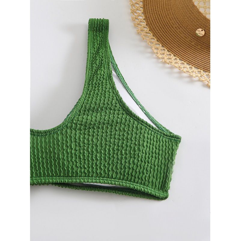 Separate Solid Color Bikini With High Waist Cover_voghion.com