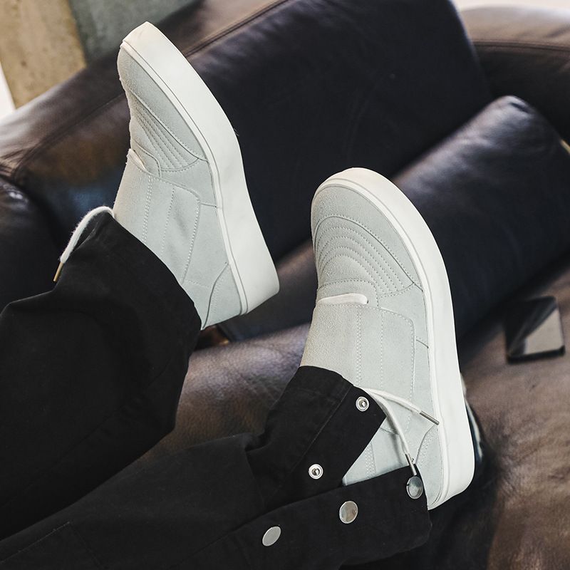 Unbeatable Quality Men's Spring Suede Popular Trendy Niche Design High Top Velcro Strap Vulcanized Board Shoes Men_voghion.com