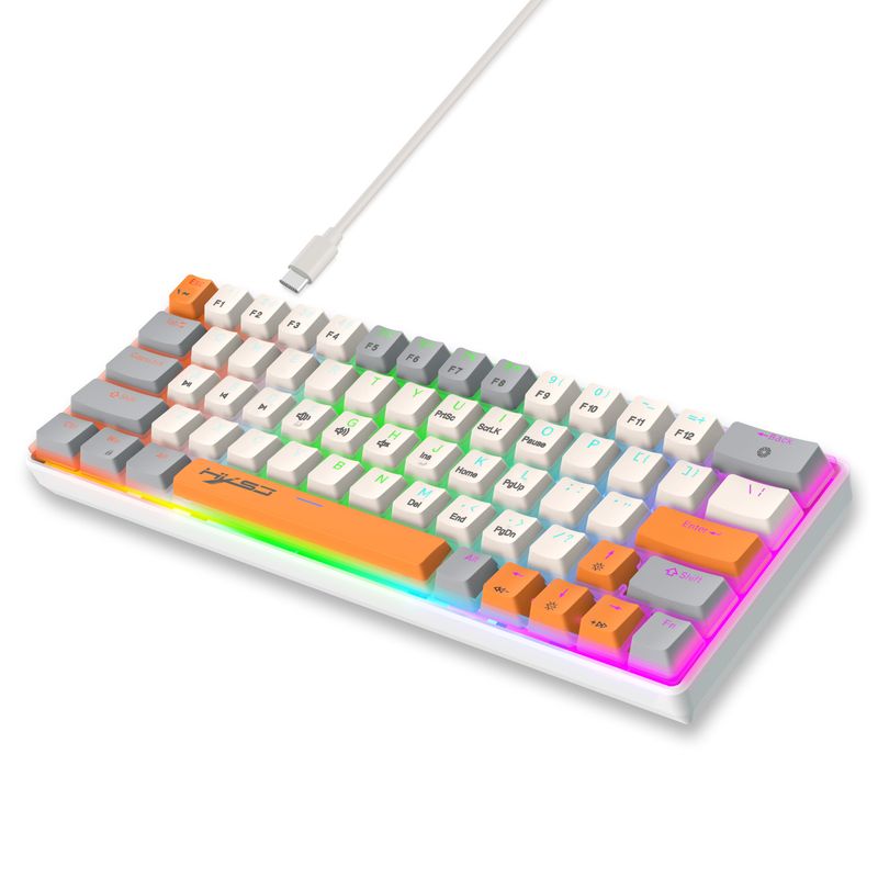 Bedraad mechanisch toetsenbord met 63 toetsen, mini-driekleurige, tweekleurige spuitgegoten toetsen, afneembaar schachtontwerp, grensoverschrijdende voorraad_voghion.com