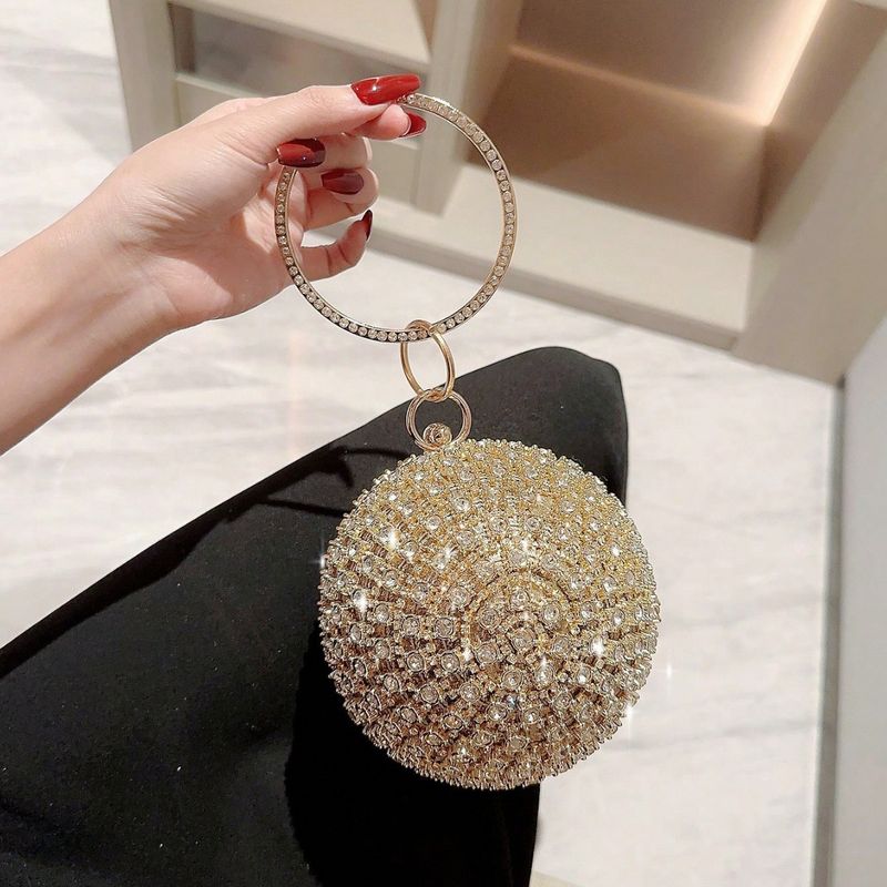 2025 Borsa a mano con pochette da sera a forma di palla con strass, borsa a tracolla, abito formale_voghion.com