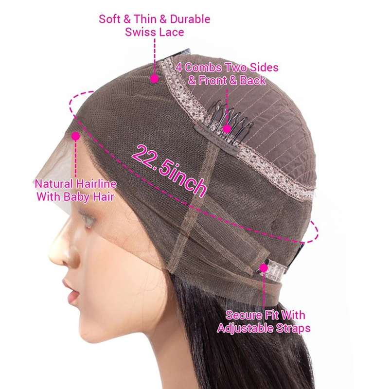 Hot selling 360 Transparent Frontal Pre Plucked Brazilian Remy Straight 13X4 Lace Front Human Wigs For Black Women Bling Hair_voghion.com