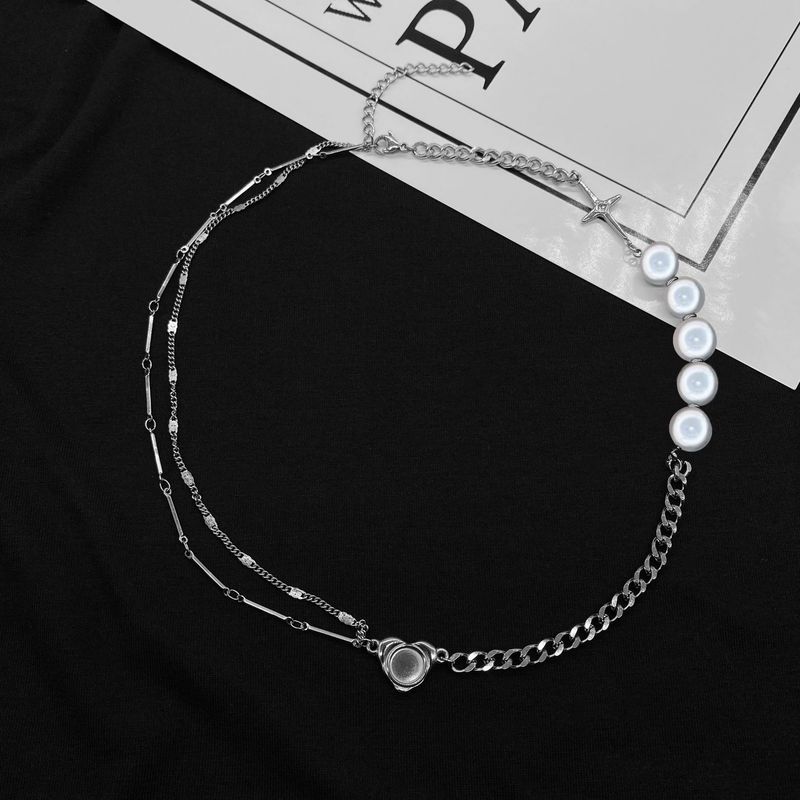 Collier long en forme de cœur pour femme, chaîne de clavicule en perles croisées, tendance et créative_voghion.com