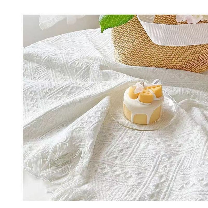 Tovaglia quadrata in misto cotone e lino spesso color tè al latte per tavolo da pranzo_voghion.com