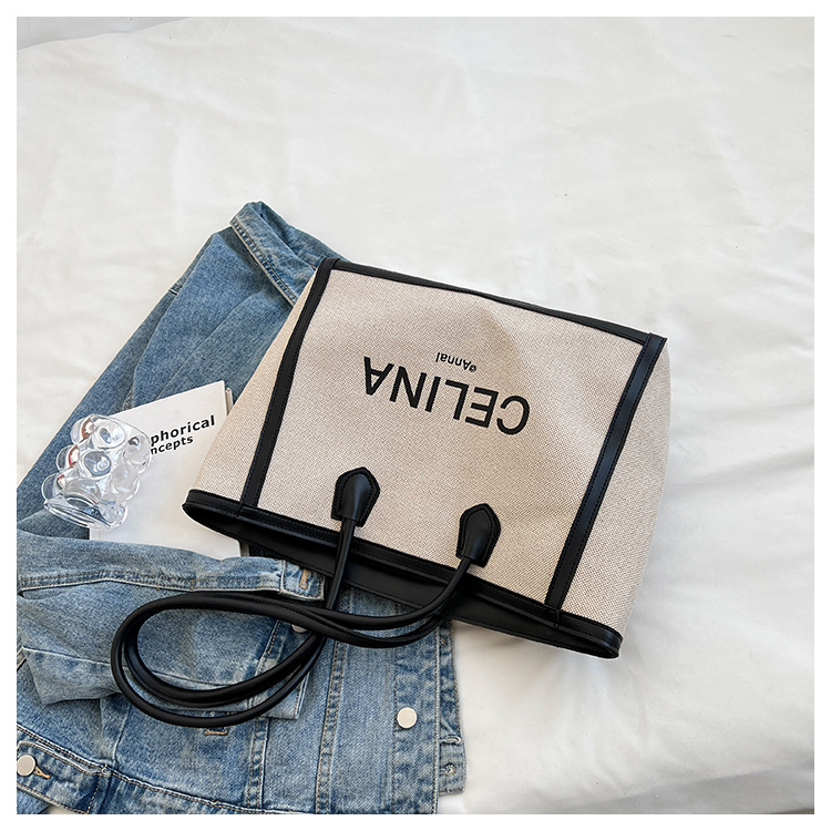 Borsa da donna Baobao 2023, nuova borsa a tracolla in tela con stampa di lettere, semplice e alla moda, grande capacità_voghion.com