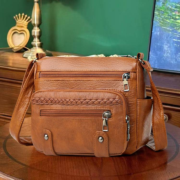Women's vintage shoulder bag, multi-pocket large capacity crossbody bag_voghion.com