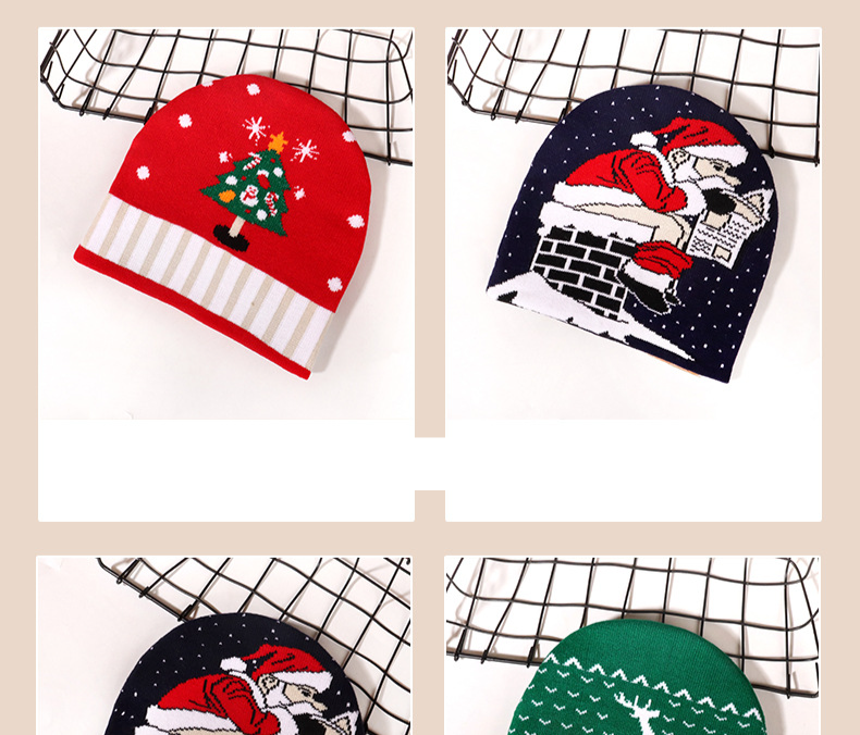 Christmas jacquard knitted hat Simple Santa hat men and women alike_voghion.com