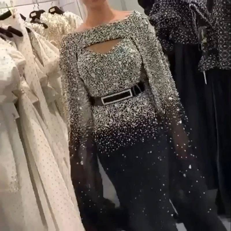 Damenbekleidung Herbst und Winter Dunhuang Gold bestreut Sexy Cape Großes Swingkleid_voghion.com