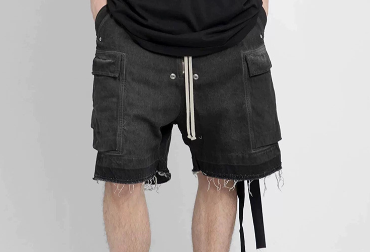 Herenkleding High Street Stitching Cat Whisker Overalls Multi Pocket Denim Shorts_voghion.com