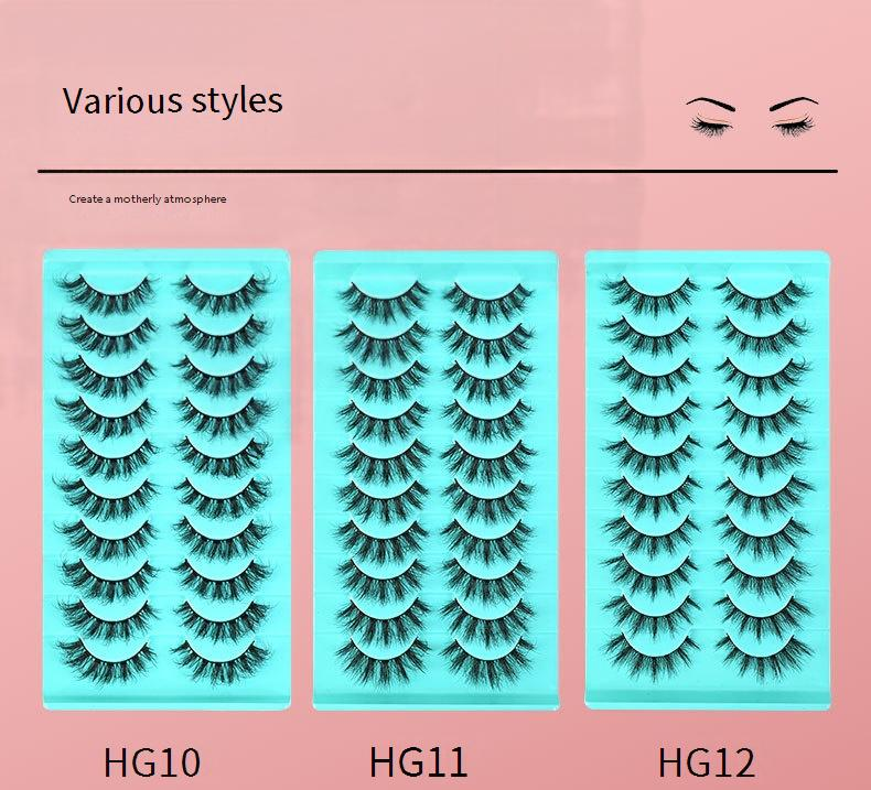 False Eyelashes 10 Pairs Of False Eyelashes, A Whole Cluster Of Natural Thick Curly Eyelashes, 10 Pairs Of 5D Fluffy Black Stalks_voghion.com