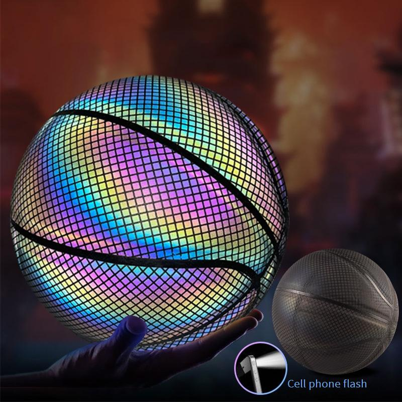 Im Dunkeln leuchtender Basketball, Größe 7 – Reflektierender Basketball aus PU-Leder mit langlebiger, verschleißfester Oberfläche für Spiele bei Nacht_voghion.com