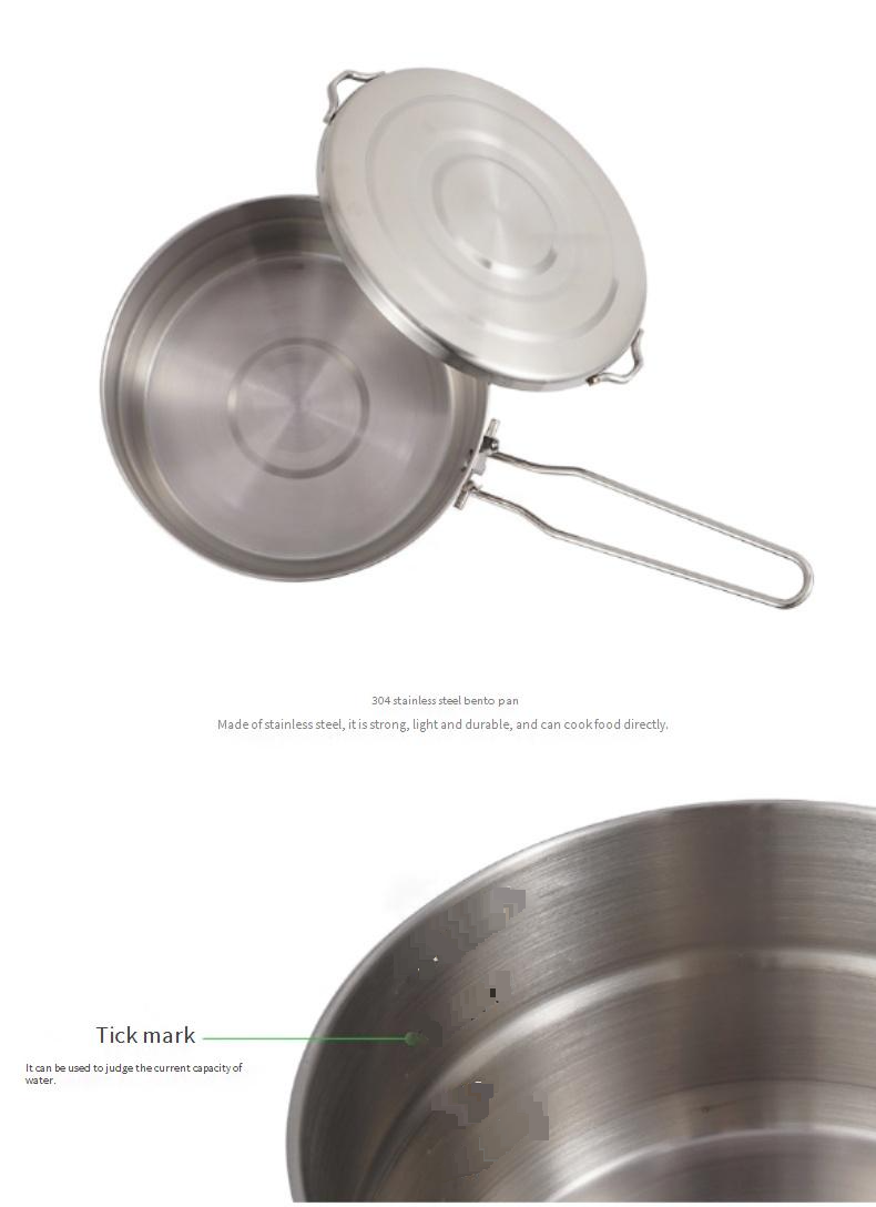 Camping-Kochgeschirr-Set aus Edelstahl 304 – Tragbarer Kochtopf für den Außenbereich mit faltbarem Griff für Picknick und Wandern_voghion.com