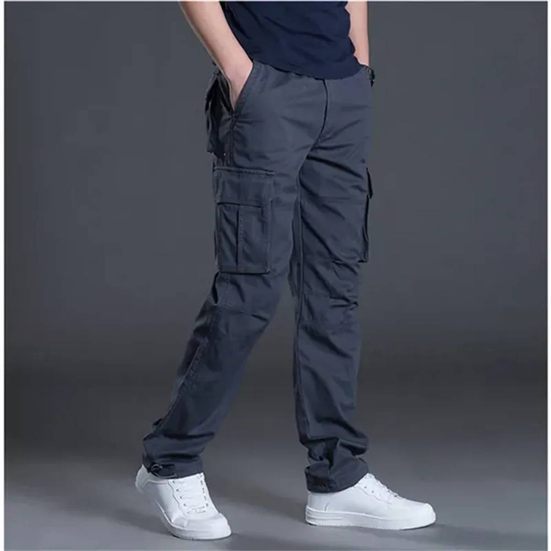 High Quality 2025 Spring Autumn Multiple Pockets Cargo Pants Men's Cotton Mid Waist Baggy Regular Trousers Male Combat Tactical Pants S-4XL_voghion.com