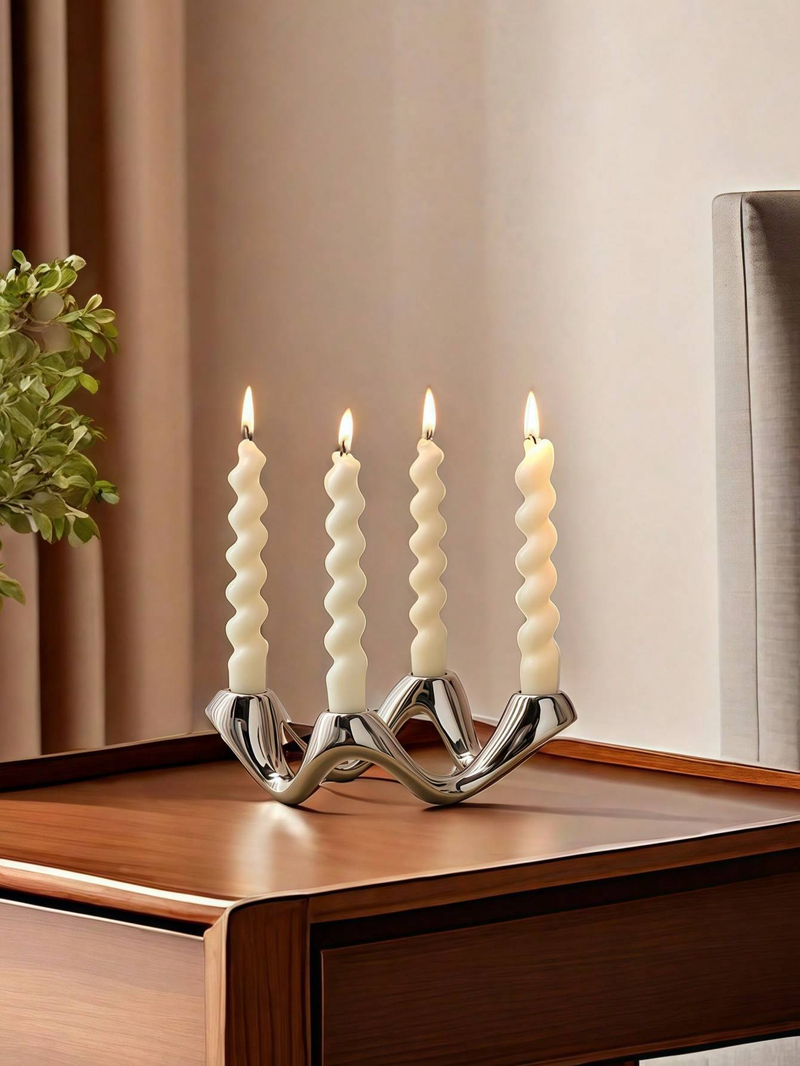1 peça de suporte de vela de cerâmica de quatro furos de design de alta qualidade é adequado para suporte de vela de ornamento de cena de estilo de alta qualidade_voghion.com