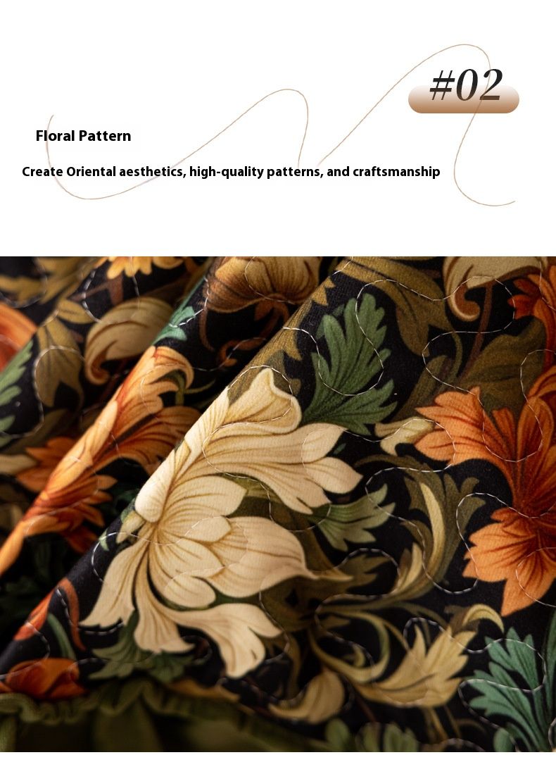 Maillard Style Sofa Cover – Floral Print Elastic Couch Protector (Polyester, Anti-Slip, Multiple Sizes)_voghion.com