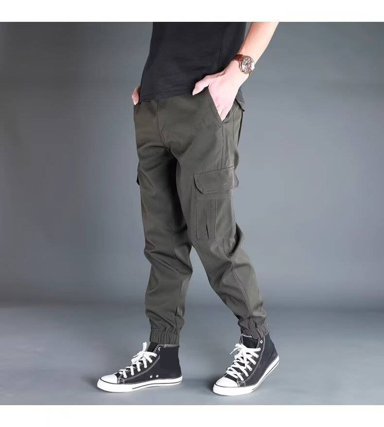 Herrenbekleidung Herren Cargo Jogger Pants - Leichte Sommer-Trainingshose mit Kordelzug und mehreren Taschen, dehnbares Polyestergewebe_voghion.com