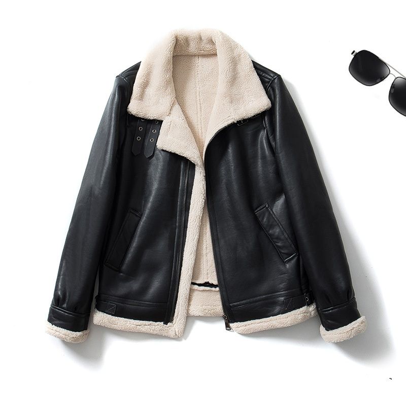 Bomberjacke aus PU-Leder für Herren und Damen – Fliegermantel mit Fleecefutter und Reißverschluss (Schwarz/Dunkelbraun, M-5XL)_voghion.com