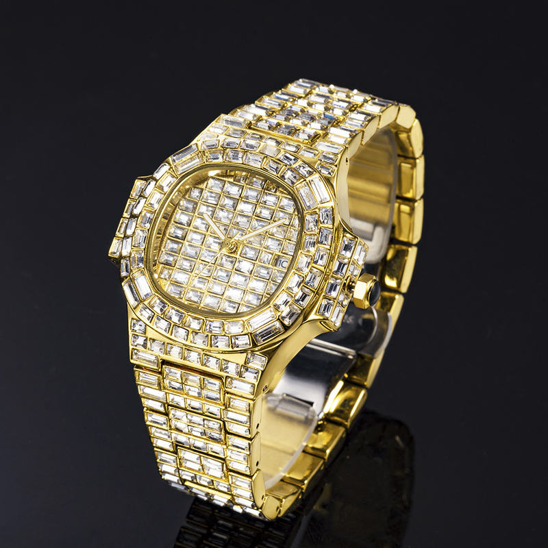 Orologio al quarzo da uomo di alta qualità con calendario impermeabile e quadrante quadrato con diamanti_voghion.com