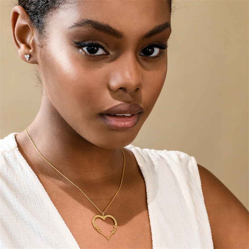 2025 New Arrivals Custom Heart Nameplate Necklace Gold Stainless Steel Color Choker Personalized Customized Name Necklaces Handmade_voghion.com