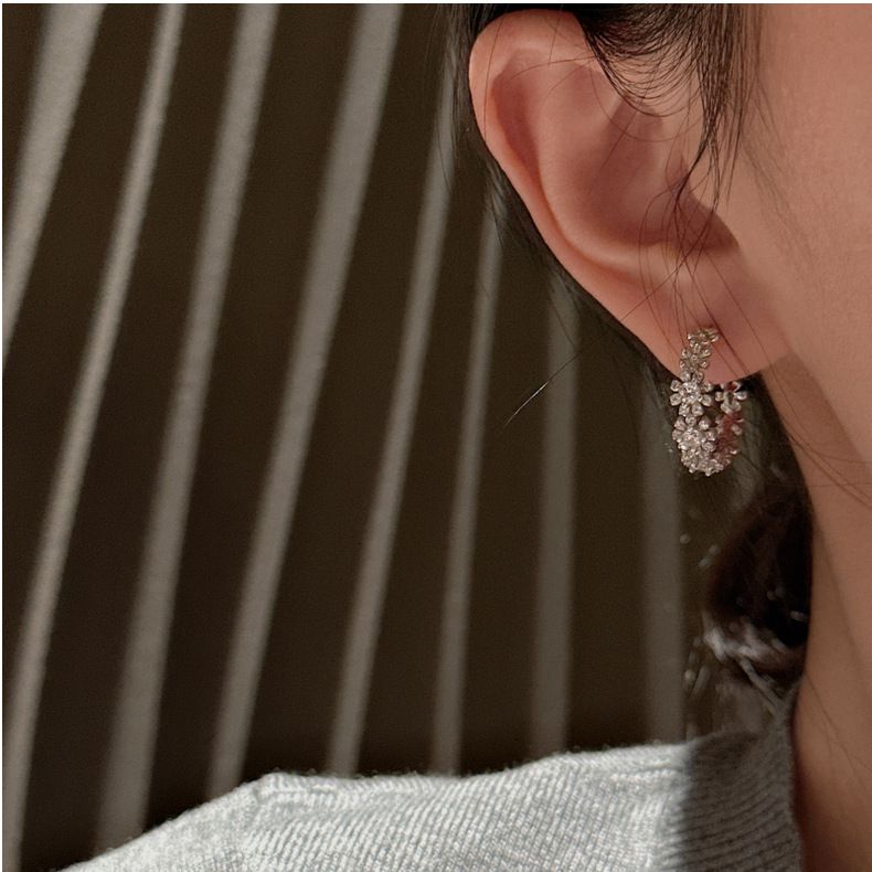 Orecchini a forma di C con micro zirconi, in argento sterling S925, design vintage di nicchia, semplici e leggeri._voghion.com