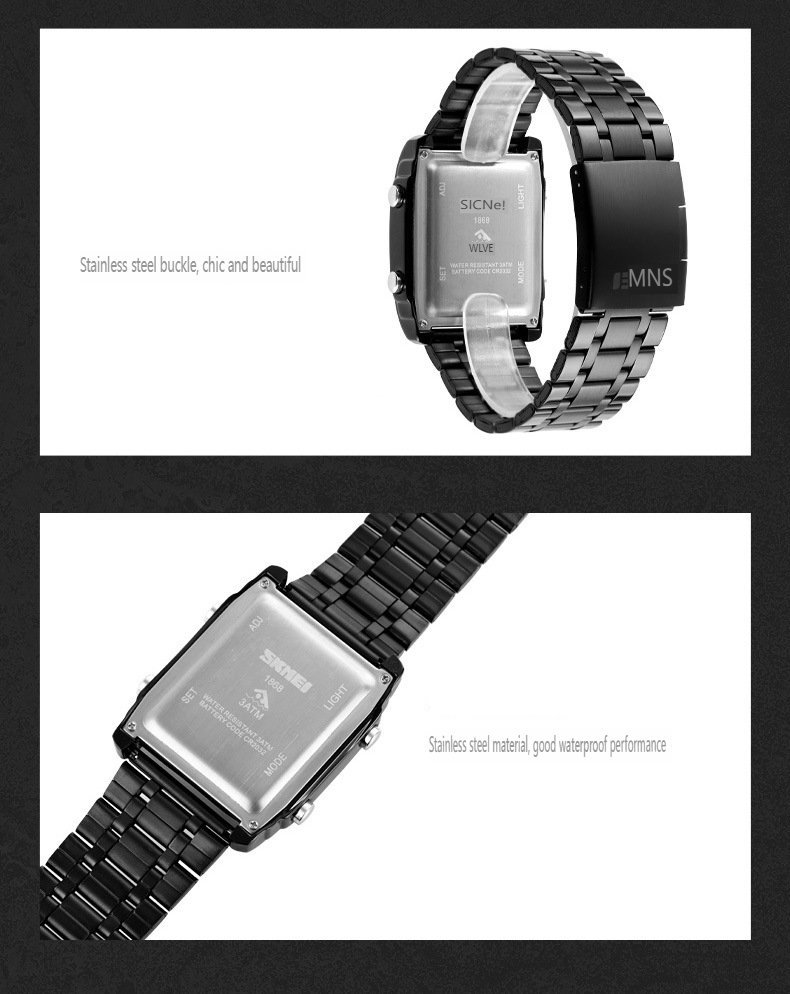 Time skönhet Skmei modetrend multifunktionell fyrkantig herrstålbälte elektronisk klocka gränsöverskridande bästsäljande affärsklocka_voghion.com