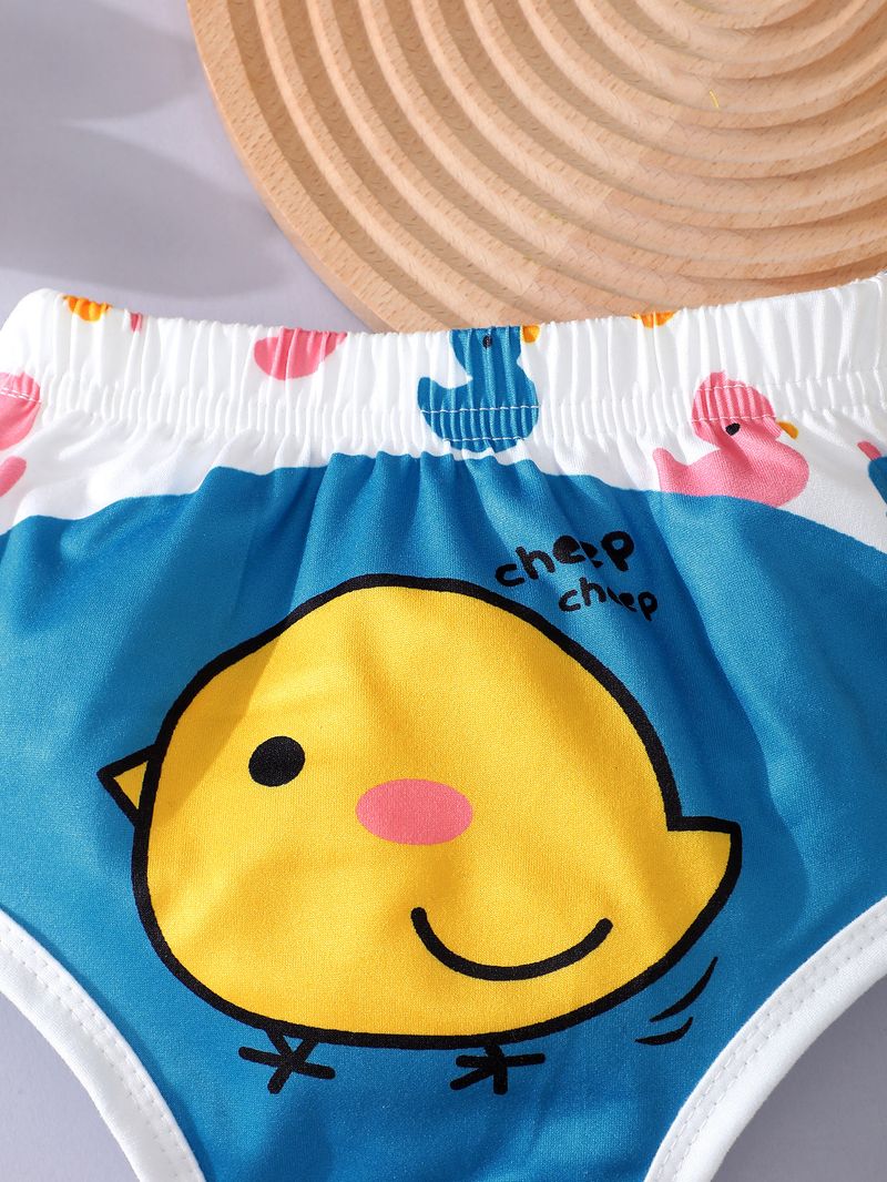 Pantalones cortos triangulares con diseño de patito amarillo para madres e hijos, bebés y niños_voghion.com