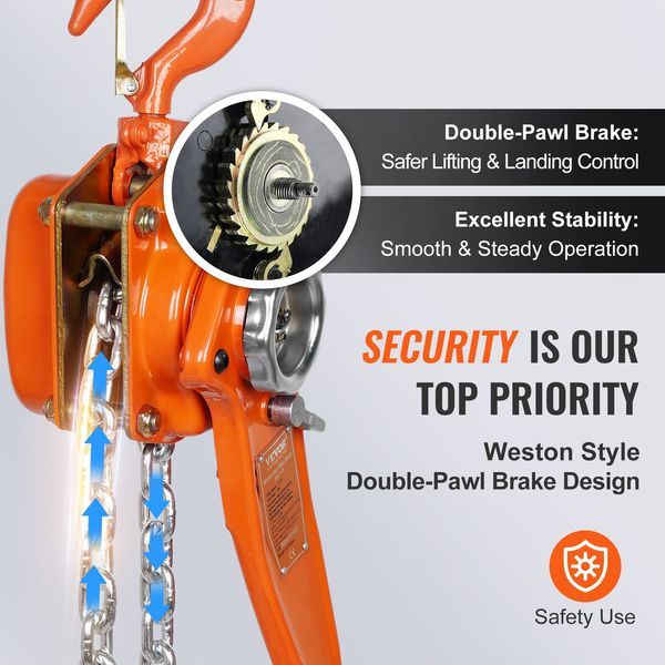 Manual Lever Chain Hoist, 1-1/2 Ton 3300 Lbs Capacity 10 FT Come Along, G80 Galvanized Carbon Steel With Weston Double-Pawl Brake,Auto Chain Leadin_voghion.com