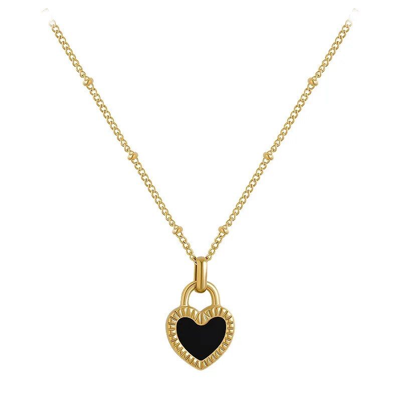 2025 Arrivi 2024 Collana con ciondolo a cuore bifacciale vintage per donna Ragazza Catena clavicola Choker Nuova moda alla moda_voghion.com