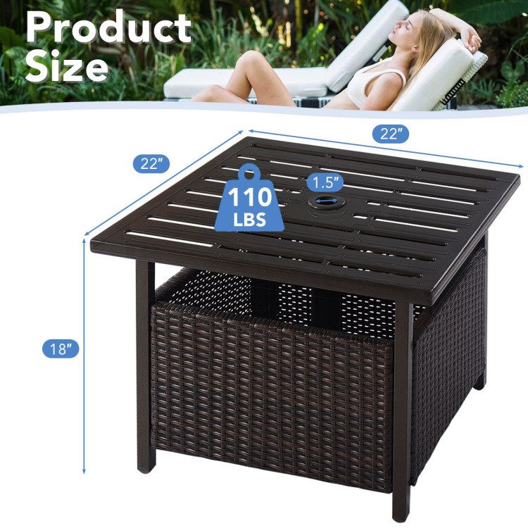 Outdoor Patio Rattan Wicker Steel Side Deck Table_voghion.com