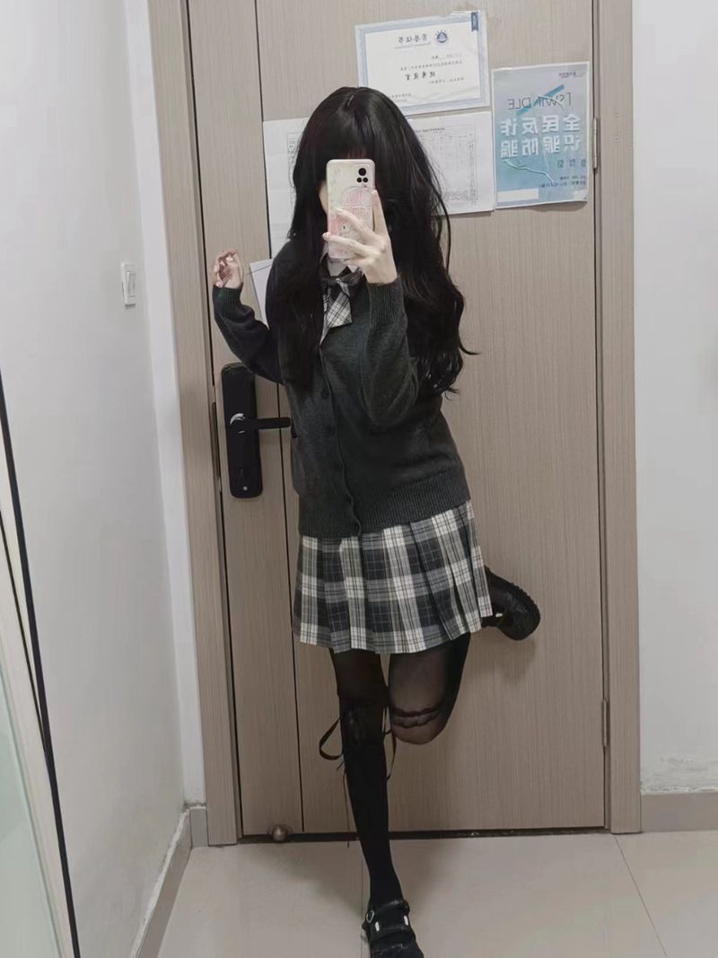 Japanese Style JK Cardigan Sweater For Women - Vintage School Uniform Inspired Long Sleeve Knit Top, Loose Fit V-Neck Open Front Coat_voghion.com