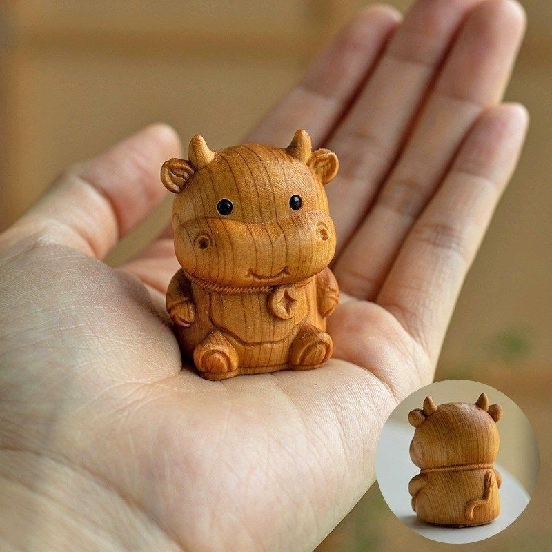 Thuja Holzschnitzerei Sternzeichen Ratte Ochse Tiger Schlüsselanhänger Drache Schlange Anhänger Pferd Schaf Handheld Affe Huhn Ornamente_voghion.com