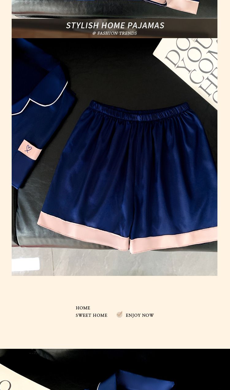 Women's Sleepwears Solid Color Thin Short Sleeved Home Clothes Simple Leisure Suit Real Shot_voghion.com