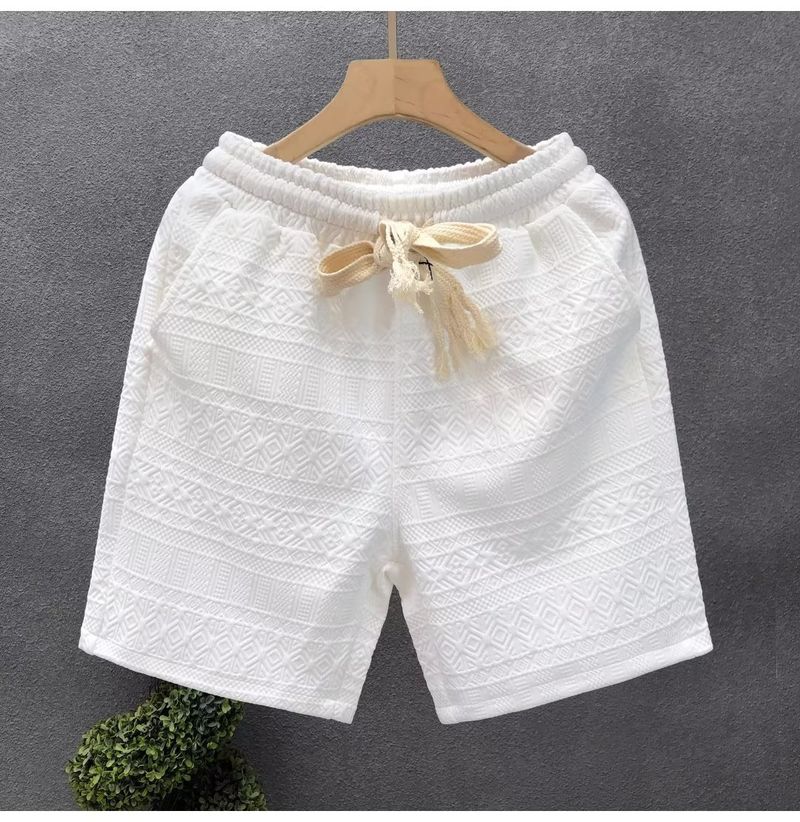 Herrenbekleidung Hochwertige weiße Muster Casual Shorts Modische Oberbekleidung Strand Sport Shorts_voghion.com