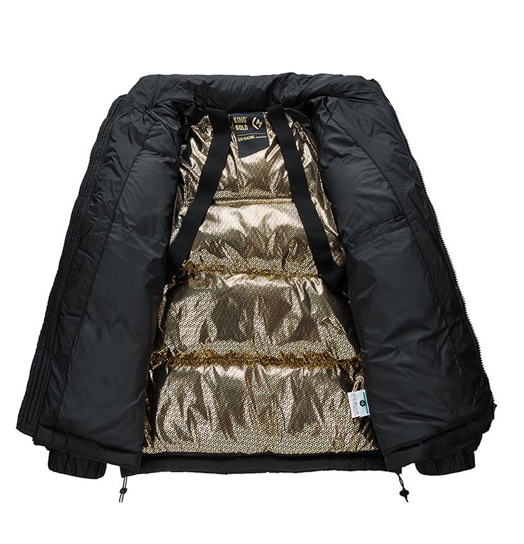 Jaqueta curta de inverno masculina, casaco combinando para casal, gola alta à prova de vento, jaqueta acolchoada de penas de pato branca e quente_voghion.com