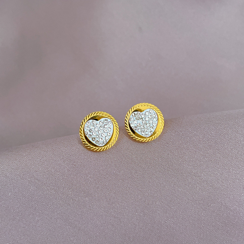 Semplice carino color oro fiocco di neve a forma di cuore orecchino per le donne ragazza piccolo acciaio inox orecchio perno polsino gioielli_voghion.com