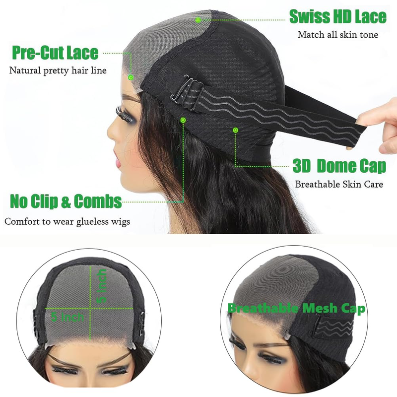 5X5 spetsperuker Människohår och limlösa peruker Människohår Klippt 180%Densitet Deep Wave Spets Front Peruk Mänskligt hår för kvinnor med dåligt hår Djup lockigt peruk_voghion.com