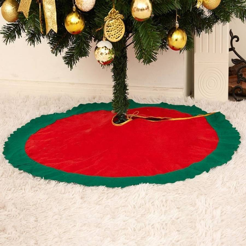 1 stück weihnachtsbaum rock weihnachtsbaum boden schürze grün rand boden matte Home Shop Weihnachten party dekoration_voghion.com