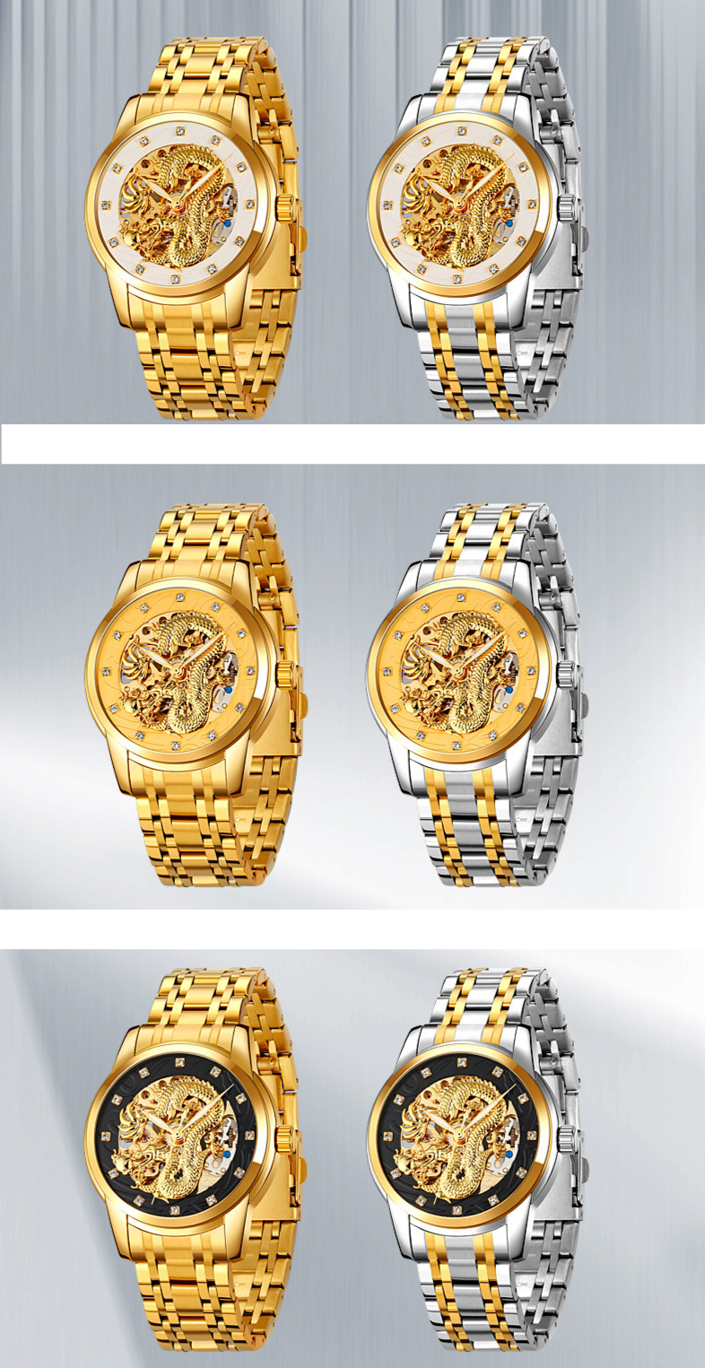 Fashion Hollowed-out Men's Mechanical Watch Automatic Movement Waterproof Steel Belt Business Mechanical Watch Men_voghion.com