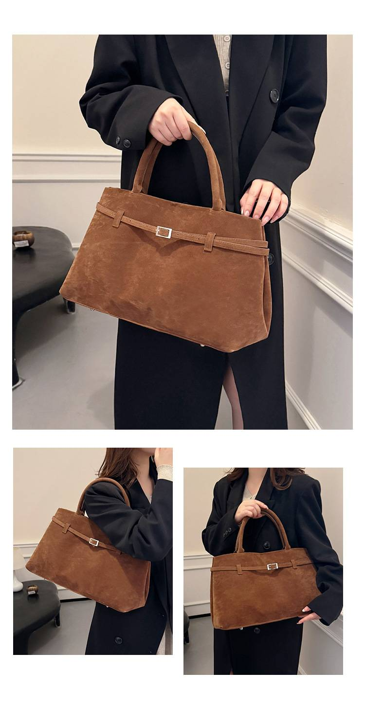 Damentaschen Große Kapazität Wildleder Matte Tote Vintage Tote Schultertasche_voghion.com