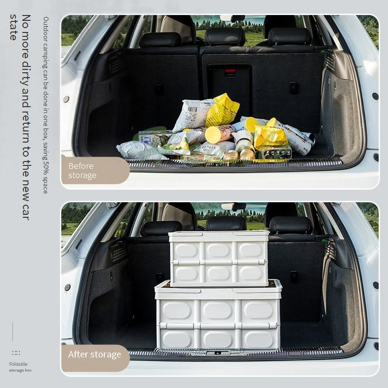 Aufbewahrungsbox für Outdoor-Camping mit Holzdeckel, faltbarer Organizer für Kofferraum, Picknick, Wanderausrüstung, tragbarer Mehrzweckbehälter mit Griffen_voghion.com